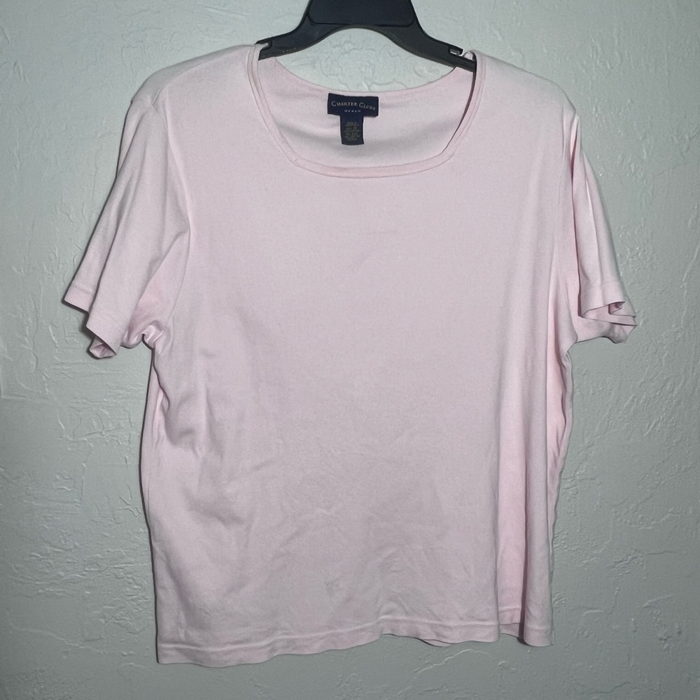 CHARTER CLUB WOMEN’S PINK SHORT SLEEVE TEE SHIRT SIZE 1X 100% COTTON